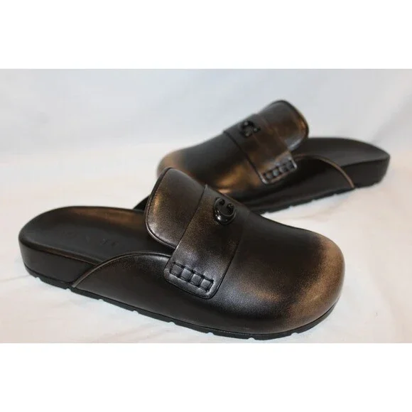 COACH WOMEN'S SCULPT C LEATHER CLOG BLACK COPPER NIB SZ 6 - Picture 1 of 6